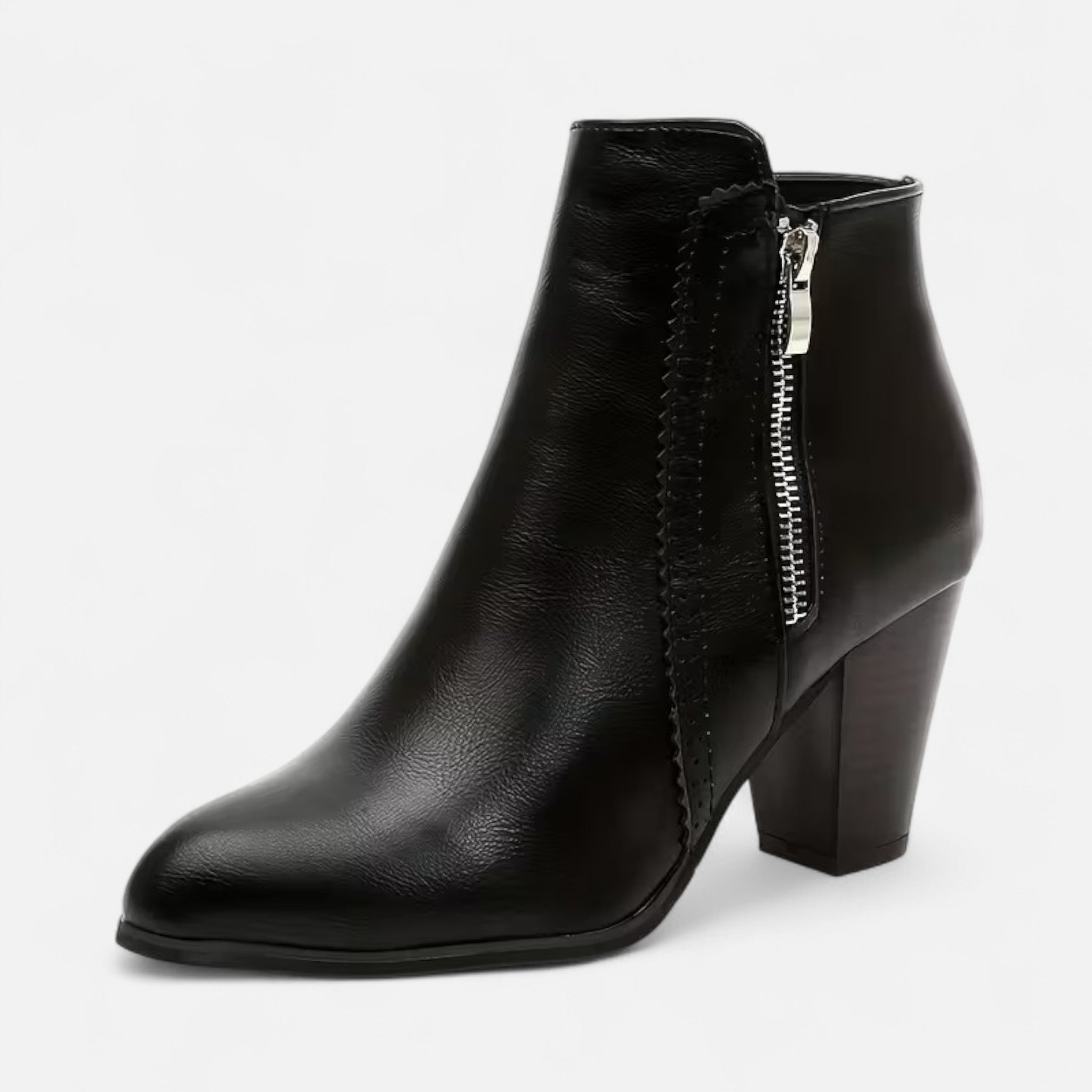 Elrien | Women’s Block Heel Ankle Boots with Side Zipper