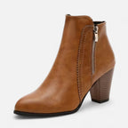 Elrien | Women’s Block Heel Ankle Boots with Side Zipper