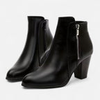 Elrien | Women’s Block Heel Ankle Boots with Side Zipper