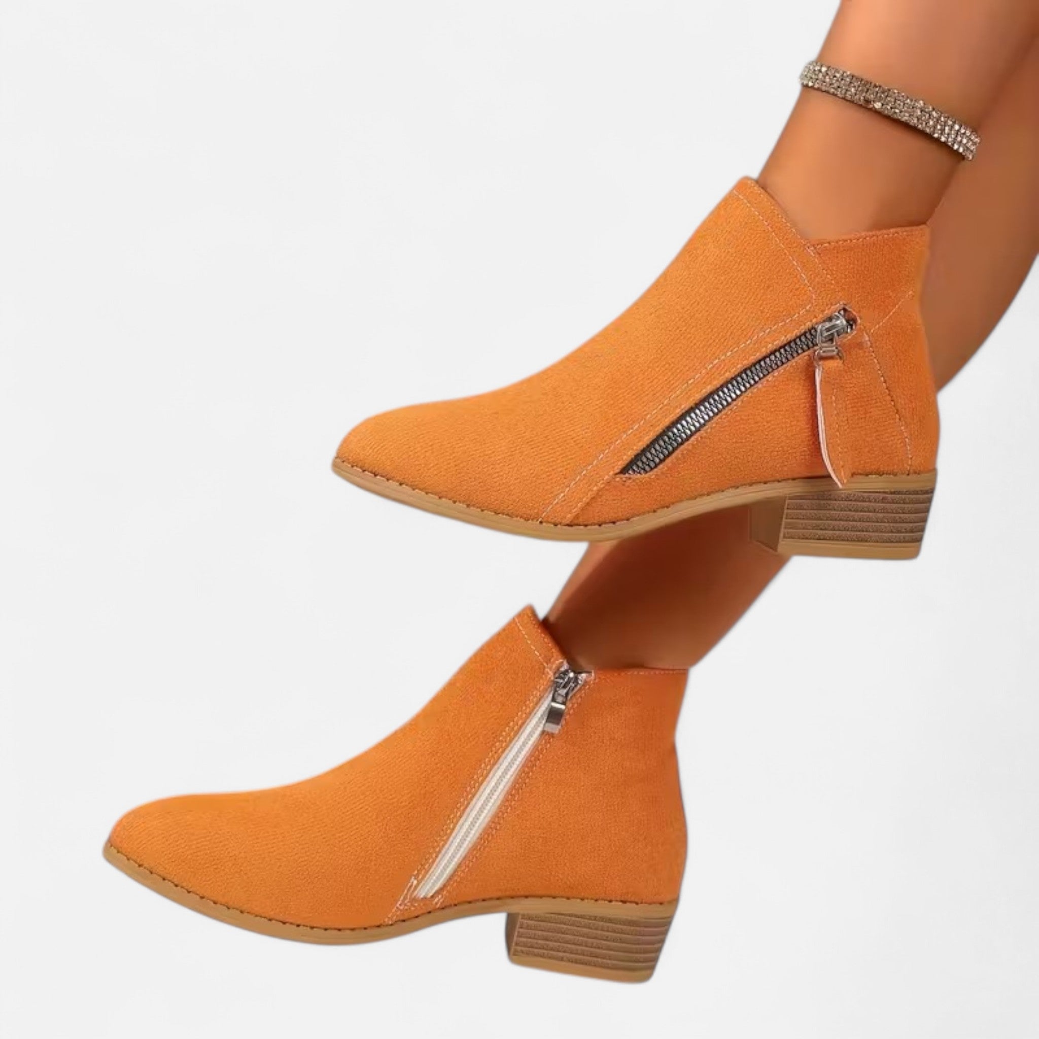 Elrien | Women’s Chunky Heel Ankle Boots with Zipper