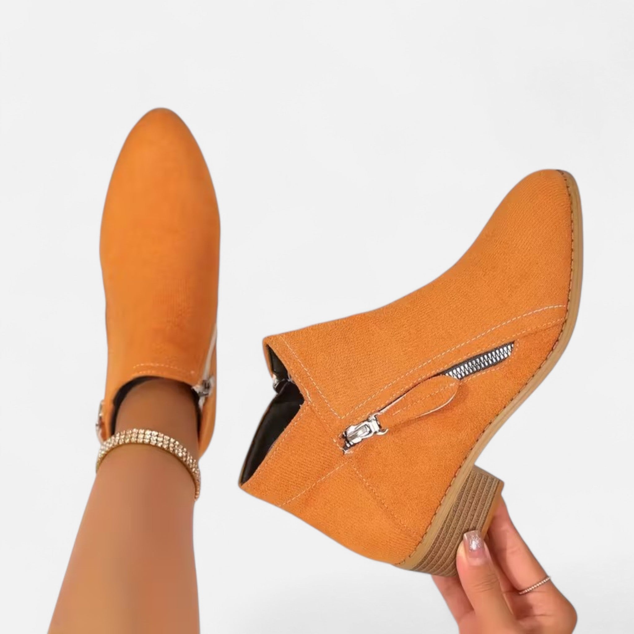 Elrien | Women’s Chunky Heel Ankle Boots with Zipper