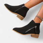 Elrien | Women’s Chunky Heel Ankle Boots with Zipper
