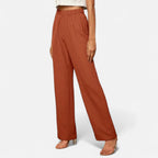 Elrien | Women’s High-Waisted Navy Straight-Leg Trousers