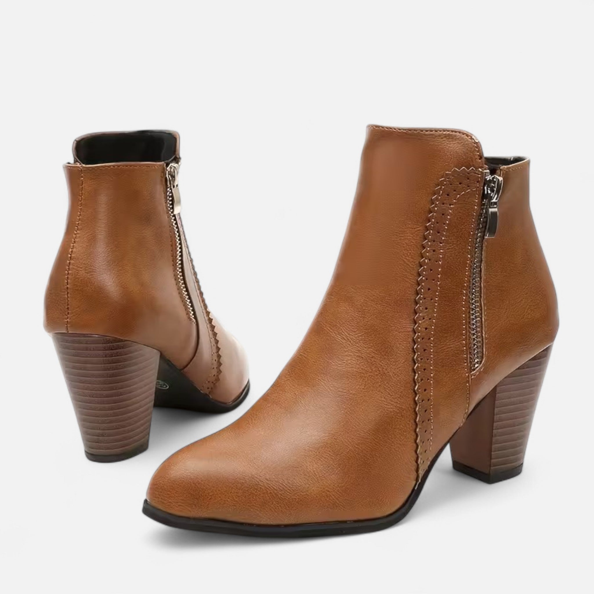Elrien | Women’s Block Heel Ankle Boots with Side Zipper