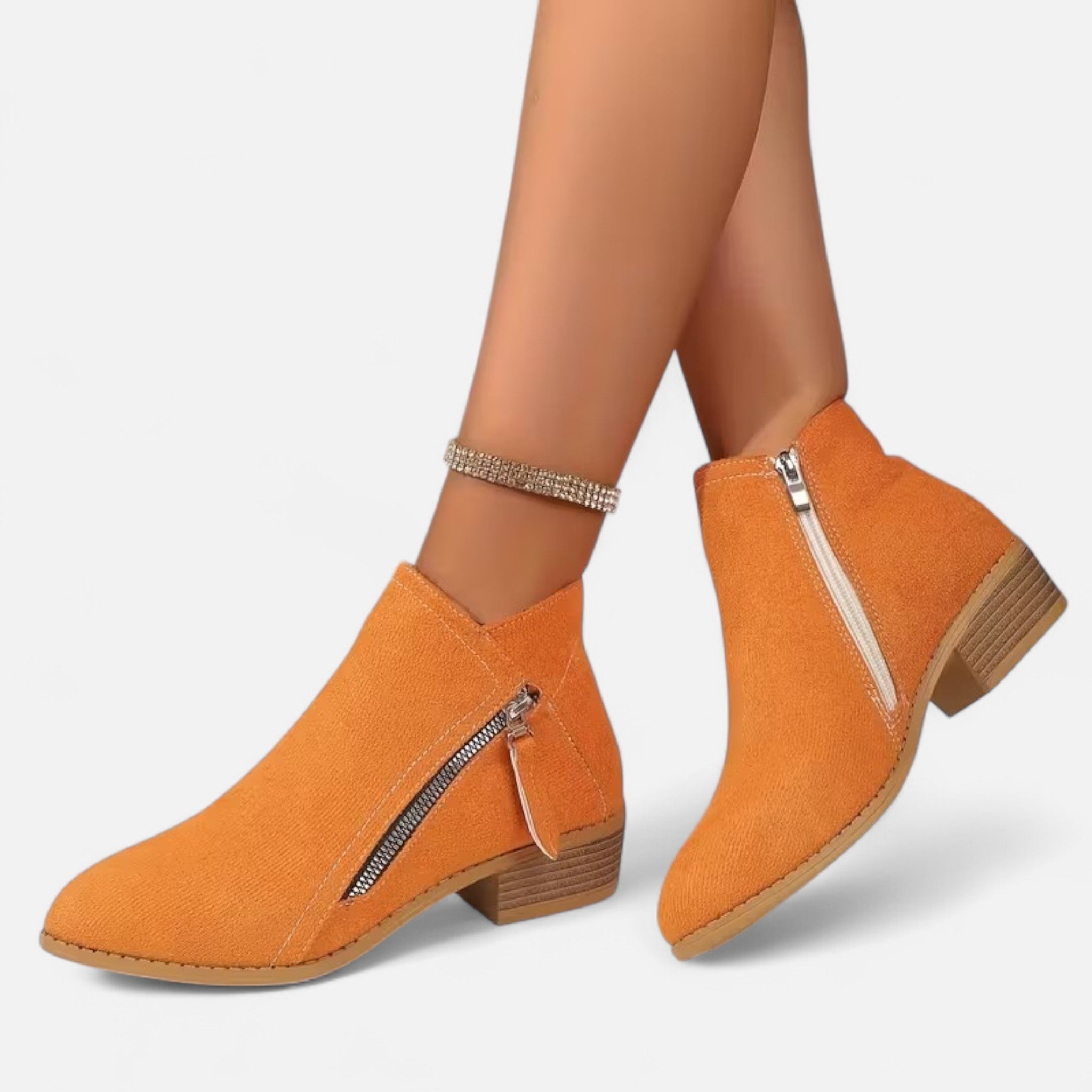 Elrien | Women’s Chunky Heel Ankle Boots with Zipper