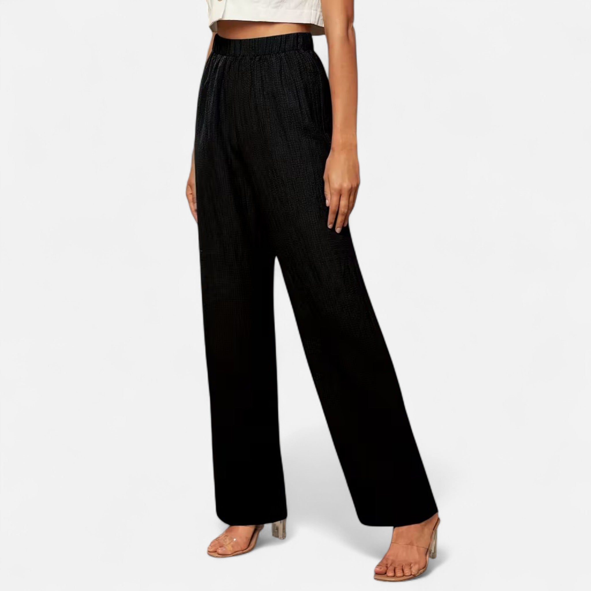 Elrien | Women’s High-Waisted Navy Straight-Leg Trousers