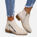 Elrien | Women’s Chunky Heel Ankle Boots with Zipper